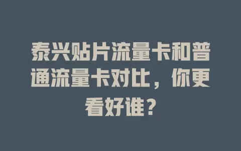 泰兴贴片流量卡和普通流量卡对比，你更看好谁？