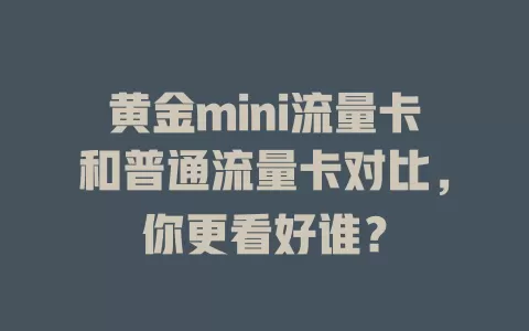 黄金mini流量卡和普通流量卡对比，你更看好谁？