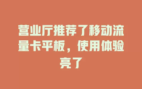 营业厅推荐了移动流量卡平板，使用体验亮了