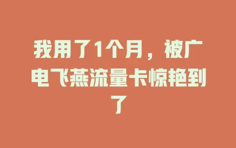 我用了1个月，被广电飞燕流量卡惊艳到了