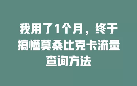 我用了1个月，终于搞懂莫桑比克卡流量查询方法