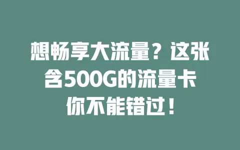 想畅享大流量？这张含500G的流量卡你不能错过！