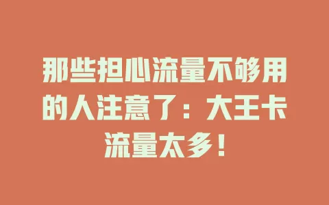 那些担心流量不够用的人注意了：大王卡流量太多！