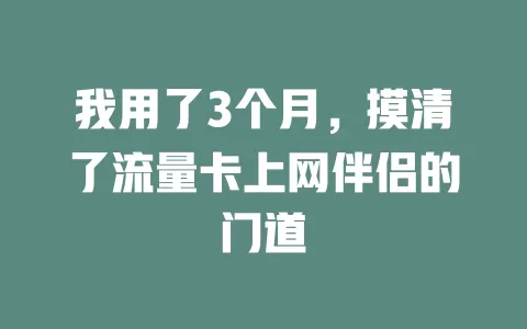 我用了3个月，摸清了流量卡上网伴侣的门道