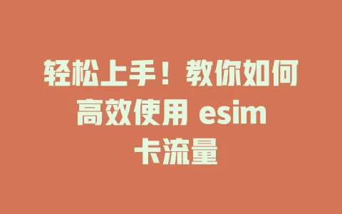 轻松上手！教你如何高效使用 esim 卡流量