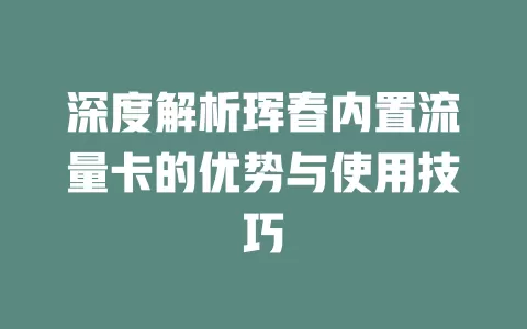 深度解析珲春内置流量卡的优势与使用技巧
