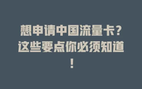 想申请中国流量卡？这些要点你必须知道！