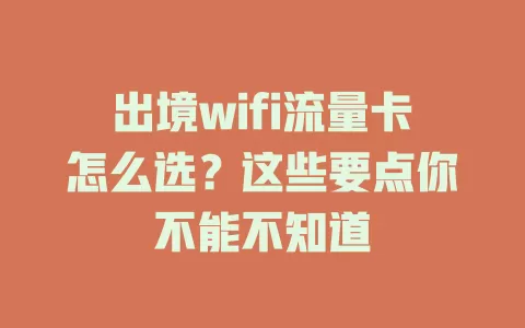 出境wifi流量卡怎么选？这些要点你不能不知道