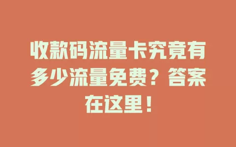 收款码流量卡究竟有多少流量免费？答案在这里！