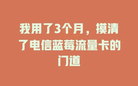 我用了3个月，摸清了电信蓝莓流量卡的门道