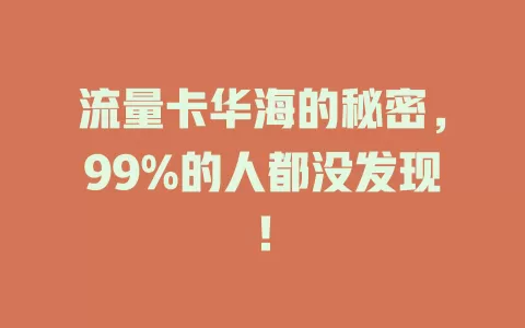 流量卡华海的秘密，99%的人都没发现！