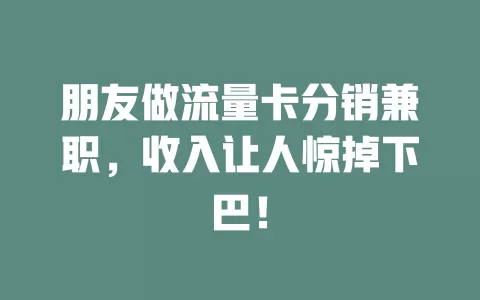 朋友做流量卡分销兼职，收入让人惊掉下巴！