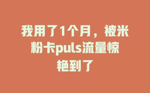 我用了1个月，被米粉卡puls流量惊艳到了