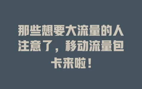 那些想要大流量的人注意了，移动流量包卡来啦！