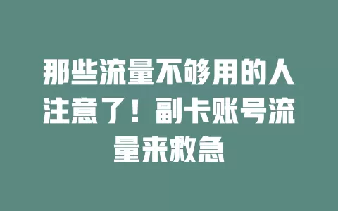 那些流量不够用的人注意了！副卡账号流量来救急