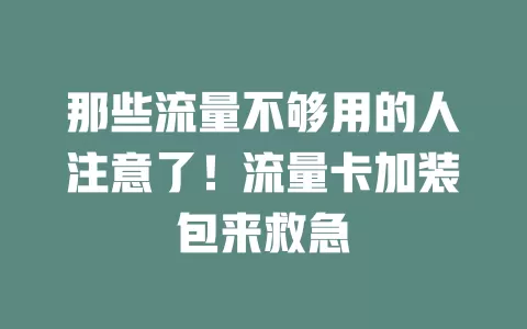 那些流量不够用的人注意了！流量卡加装包来救急