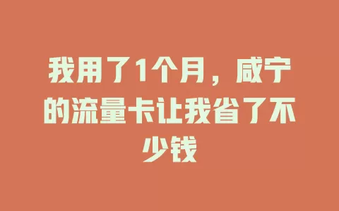 我用了1个月，咸宁的流量卡让我省了不少钱