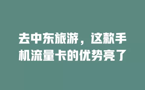 去中东旅游，这款手机流量卡的优势亮了
