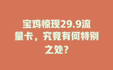 宝鸡惊现29.9流量卡，究竟有何特别之处？