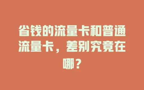 省钱的流量卡和普通流量卡，差别究竟在哪？