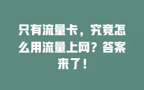 只有流量卡，究竟怎么用流量上网？答案来了！