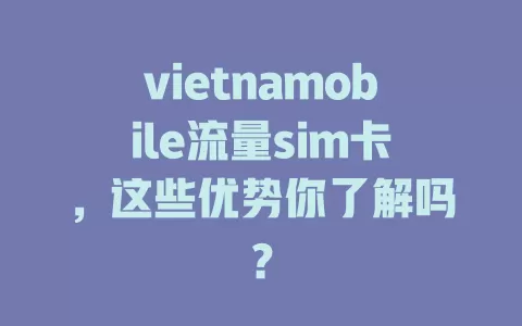 vietnamobile流量sim卡，这些优势你了解吗？