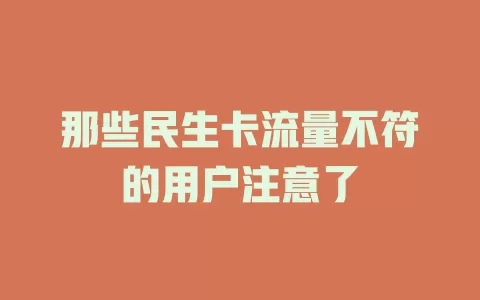 那些民生卡流量不符的用户注意了