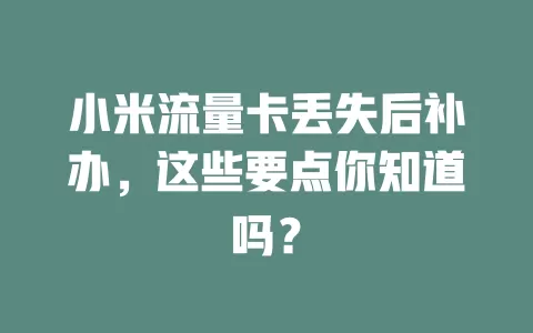 小米流量卡丢失后补办，这些要点你知道吗？