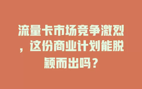 流量卡市场竞争激烈，这份商业计划能脱颖而出吗？