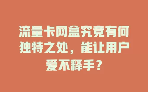 流量卡网盒究竟有何独特之处，能让用户爱不释手？