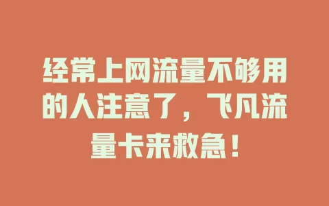 经常上网流量不够用的人注意了，飞凡流量卡来救急！