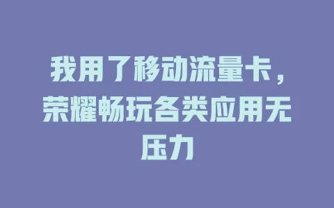 我用了移动流量卡，荣耀畅玩各类应用无压力