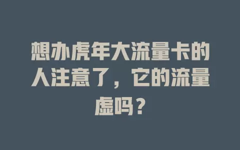 想办虎年大流量卡的人注意了，它的流量虚吗？