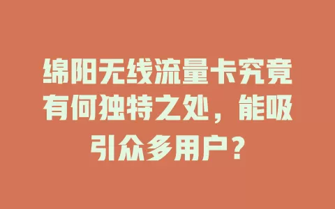 绵阳无线流量卡究竟有何独特之处，能吸引众多用户？