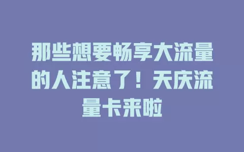那些想要畅享大流量的人注意了！天庆流量卡来啦