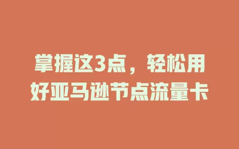 掌握这3点，轻松用好亚马逊节点流量卡