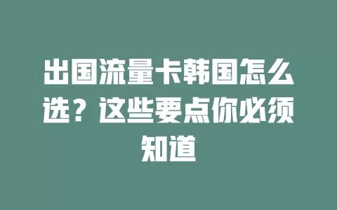 出国流量卡韩国怎么选？这些要点你必须知道
