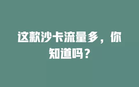这款沙卡流量多，你知道吗？