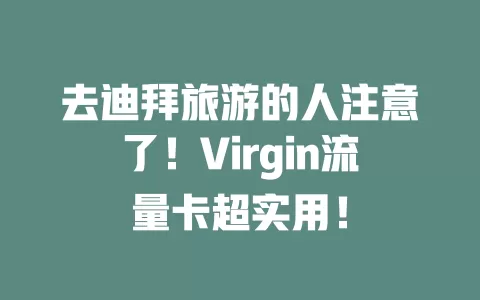 去迪拜旅游的人注意了！Virgin流量卡超实用！