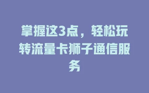 掌握这3点，轻松玩转流量卡狮子通信服务