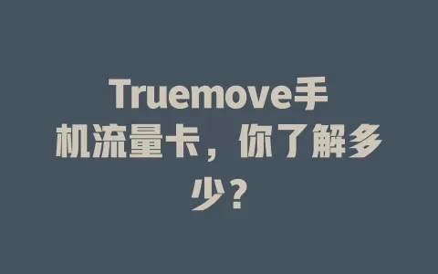 Truemove手机流量卡，你了解多少？