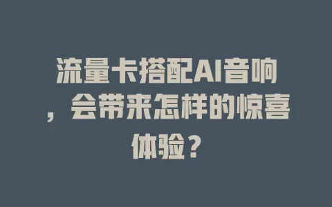 流量卡搭配AI音响，会带来怎样的惊喜体验？