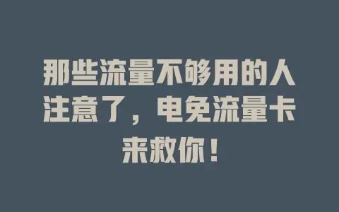 那些流量不够用的人注意了，电免流量卡来救你！