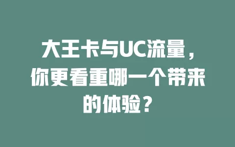 大王卡与UC流量，你更看重哪一个带来的体验？