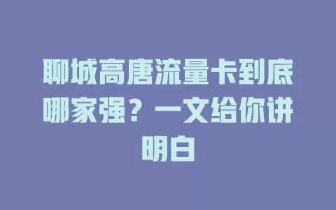 聊城高唐流量卡到底哪家强？一文给你讲明白