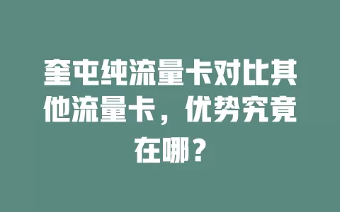 奎屯纯流量卡对比其他流量卡，优势究竟在哪？