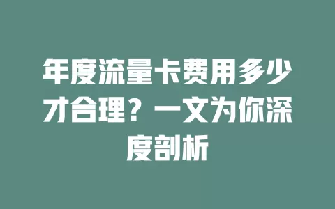 年度流量卡费用多少才合理？一文为你深度剖析
