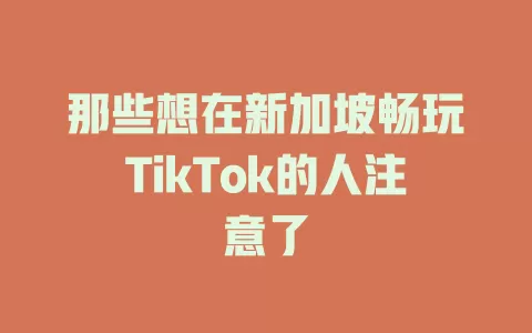 那些想在新加坡畅玩TikTok的人注意了