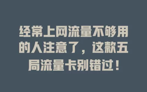 经常上网流量不够用的人注意了，这款五局流量卡别错过！