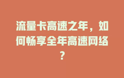 流量卡高速之年，如何畅享全年高速网络？